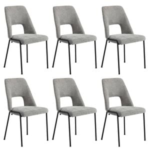 Oikiture 6x Dining Chairs Chenille Fabric Grey