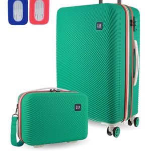 GAP Medium Hard-Shell Luggage & Mini Beauty Travel Case Set w/ Tag White