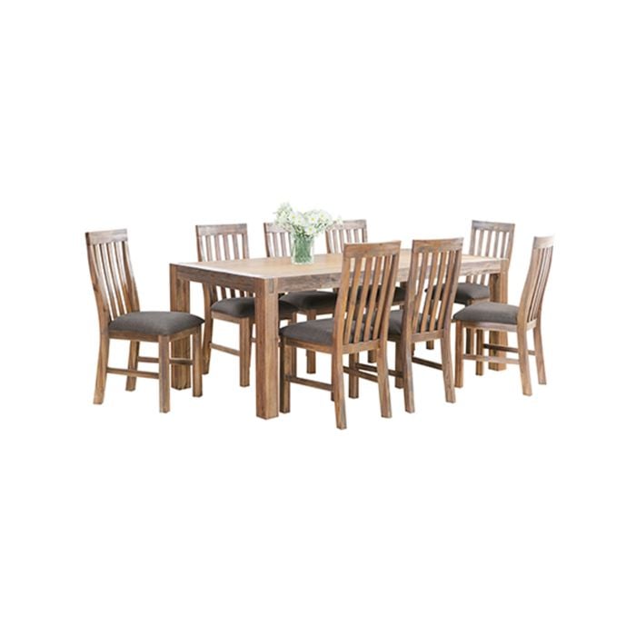 9 Pieces Dining Set Oak Colour