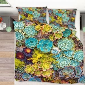 3D Blue Succulent 242 Bed Pillowcases Quilt Queen Size