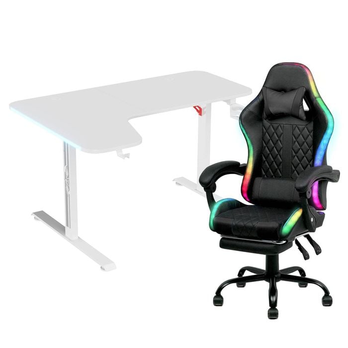 White Gaming Chairs Rgb Led Chair Deltaco All White Gaming Chairs
