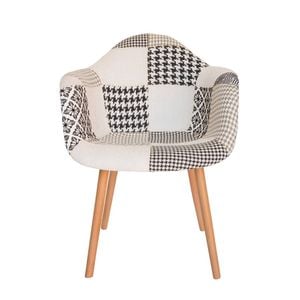 SK Designer Living | Replica Eames DAW Hal Inspired Chair | Fabric & Natural - Multicoloured V3