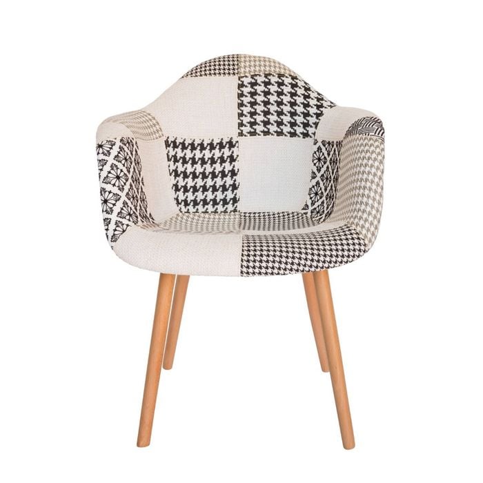 SK Designer Living | Replica Eames DAW Hal Inspired Chair | Fabric & Natural - Multicoloured V3