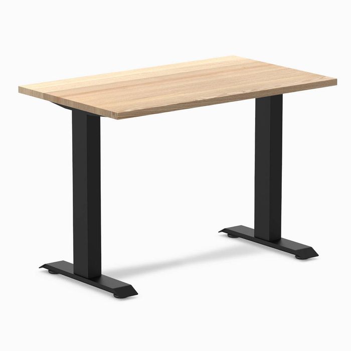 Desky Fixed Height Mini Hardwood Office Desk Matte Black Frame 100cm