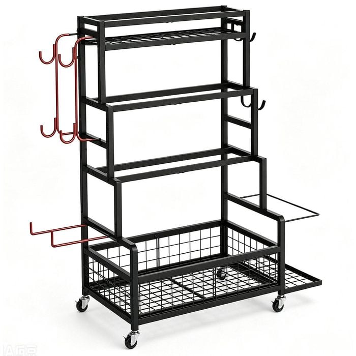 FOHOA Dumbbell Rack for Home Gym with Wheels and Hooks 350 lb Capacity Steel
