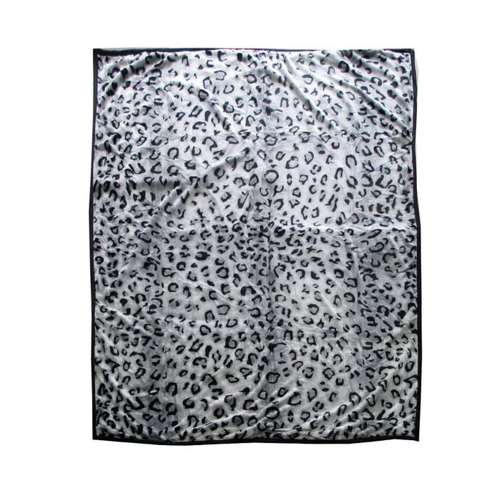 Bloomington 675gsm 2 Ply Animal Print Faux Mink Blanket Queen 200x240 cm Snow Leopard