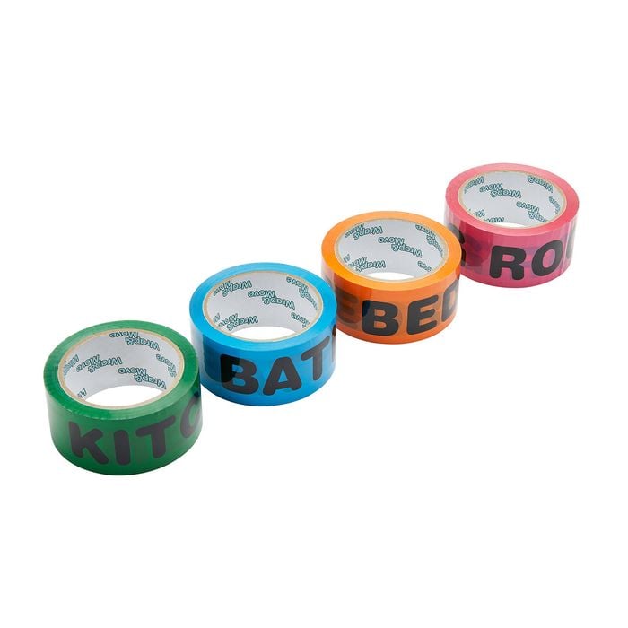 Wrap & Move 48mm x 66m Coloured Room Label Tape - 4 Set