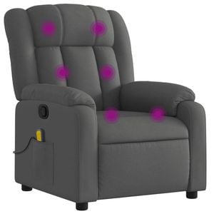 vidaXL Massage Recliner Chair Reclining Armchair Single Sofa Dark Grey Fabric