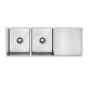 Mondella 1160mm Rococo Stainless Steel Double Bowl Ledger Sink With Drainer