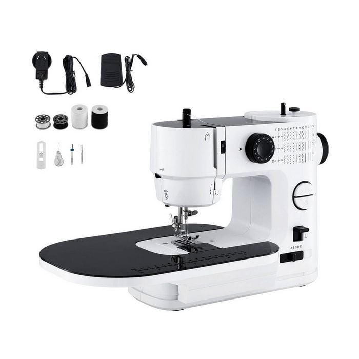 Devanti 39 Stitches Mini Sewing Machine Portable Sewing Machine Kit w/ Extension Table LED Lights
