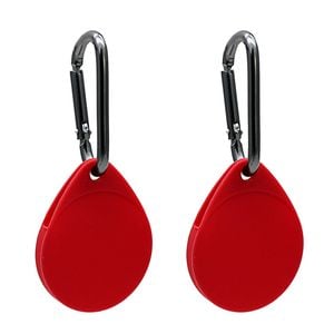 2 Pack MEZON Red Silicone Protective Full Cover Case Holder for Apple AirTag with Keychain Ring
