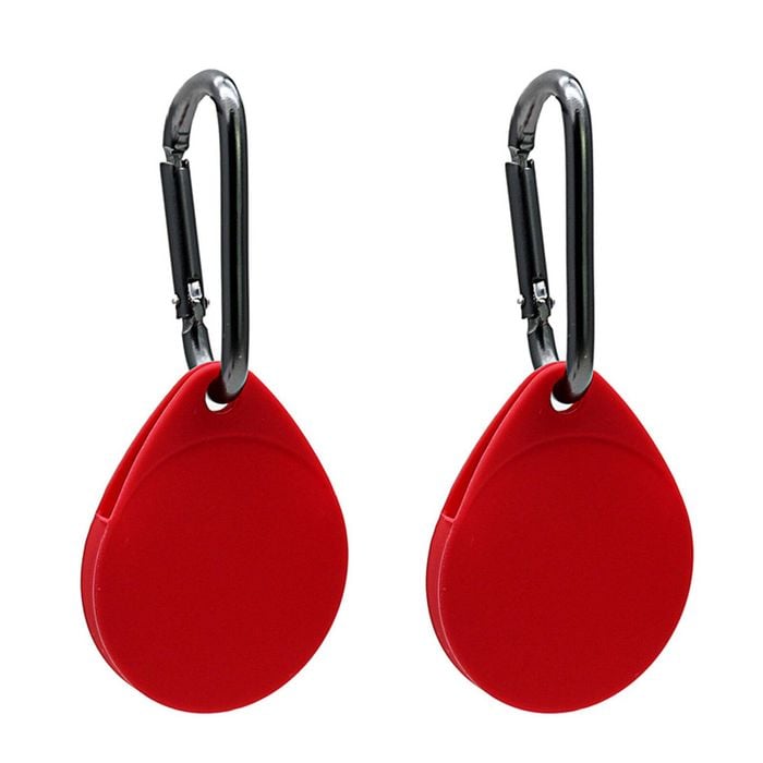 2 Pack MEZON Red Silicone Protective Full Cover Case Holder for Apple AirTag with Keychain Ring