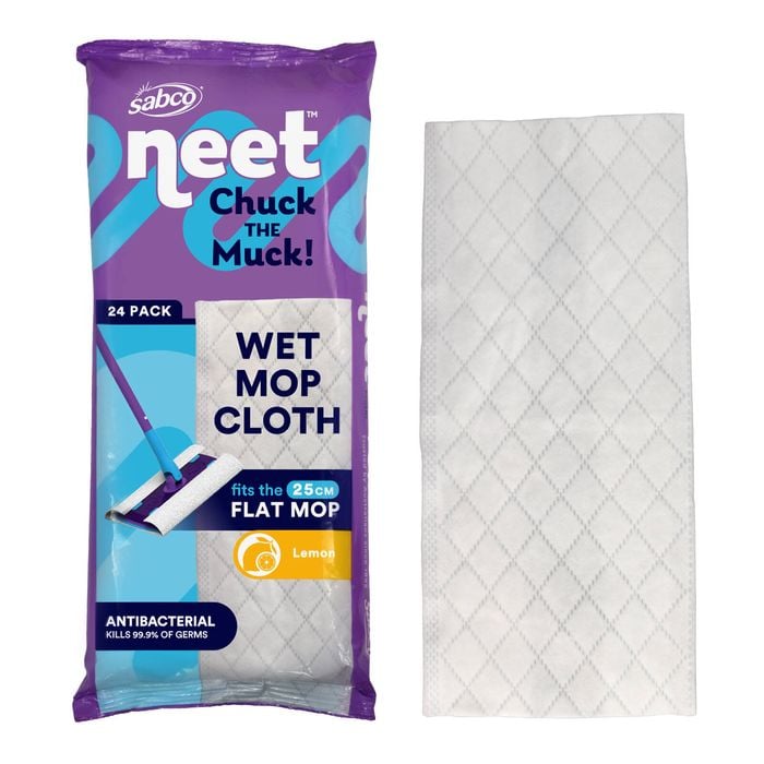 SABCO Neet Wet Mop Cloths 25cm Lemon 24pk