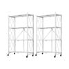 SOGA 2X 4 Tier Steel White Foldable Carts with Wheels
