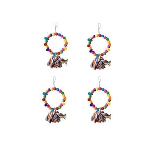 Yes4pets 4x Bird Toys Round With Tassels 38x20cm