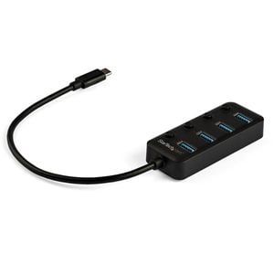 StarTech.com 4 Port USB C Hub - 4x USB 3.0 Type-A with Individual On/Off Port Switches