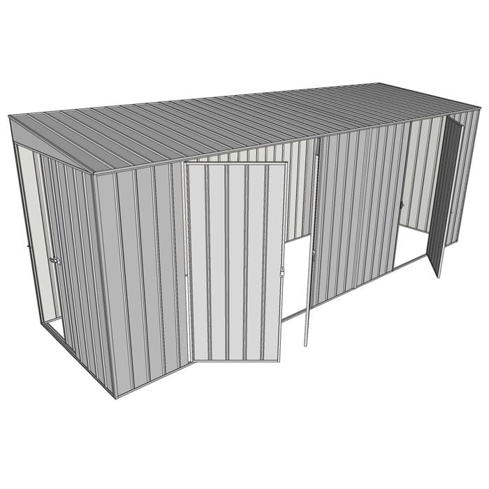 Build-a-Shed 1.5 x 5.2 x 2m Sliding Door Tunnel Shed with 3 Hinged Side Doors - Zinc