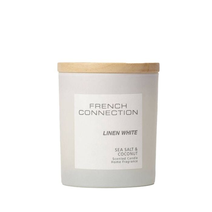 French Connection Linen White Sea Salt & Coconut 2 Wick Large Candle 322g