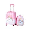 Costway Kids 16" Suitcase+13" Backpack Travel Luggage Set Mobile Carry On Bag Pink