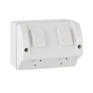 DETA White Double Weatherproof Power Point