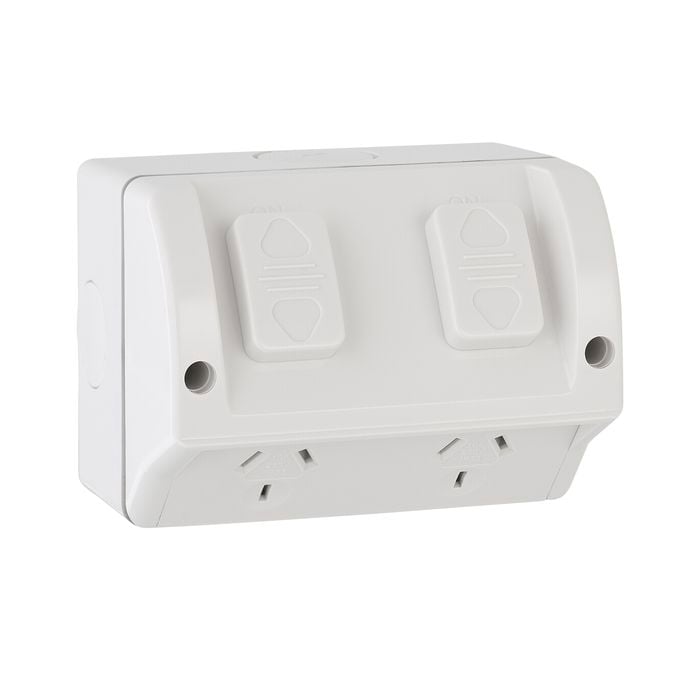 DETA White Double Weatherproof Power Point
