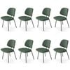 Familand Dining Chairs Set of 8 Padded Seat Kitchen Living Room Chair Corduroy in Green