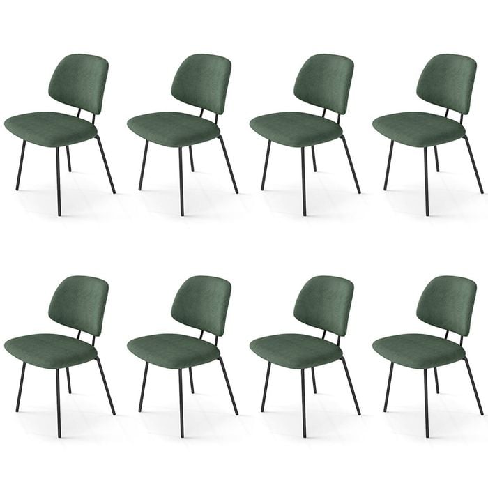 Familand Dining Chairs Set of 8 Padded Seat Kitchen Living Room Chair Corduroy in Green