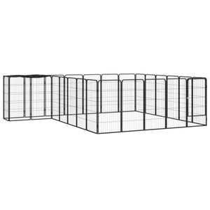 vidaXL 26-Panel Dog Playpen Black Powder-coated Steel Enclosure Puppy Fence