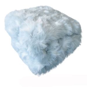 Shaye Luxury Range Faux Fur Throw Rug 127 x 152 cm Ice Blue Dot Angora Rabbit