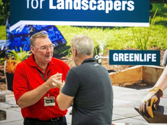 Bunnings account manager chatting with a customer about landscaping