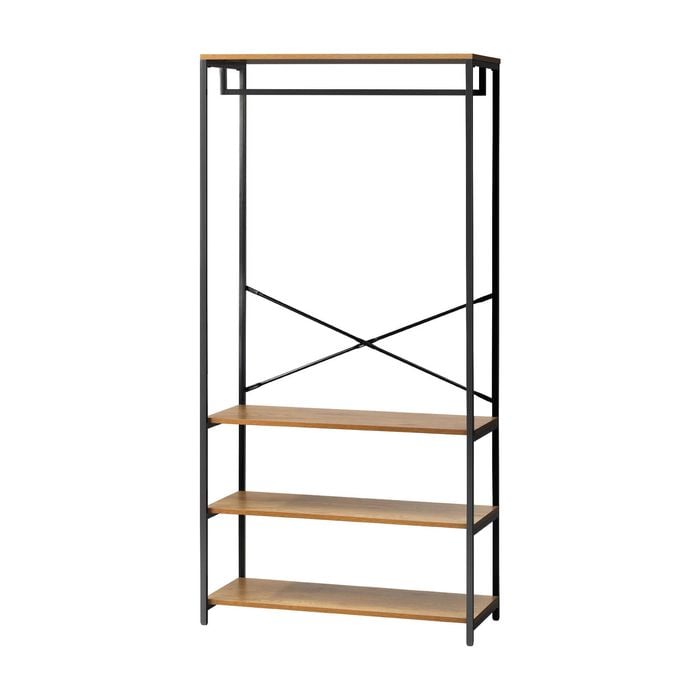 Oikiture Clothes Rack Open Wardrobe Coat Hanging Rail Metal 4 shelves