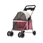 Pawz 4-Wheel Foldable Pet Stroller Pink