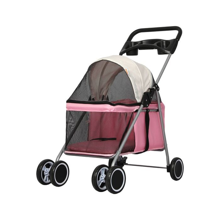 Pawz 4-Wheel Foldable Pet Stroller Pink