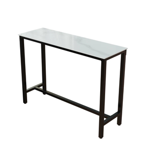 P&P Glossy White Rectangular Bar Table With Footrests For Comfortable Modern Dining