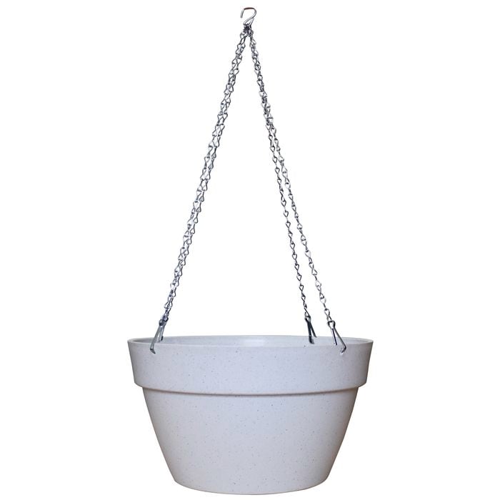 Northcote Pottery 32cm White Terrazzo Look Self-Watering Hanging Basket