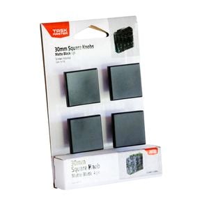 Taskmaster 30mm Black Matte Square Cabinet Knob - 4 Pack