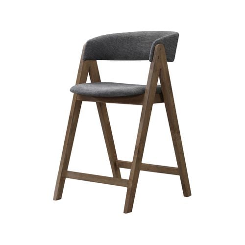 Gaudi Hardwood Counter Bar Stool Rustic Walnut Charcoal Fabric Bunnings Australia