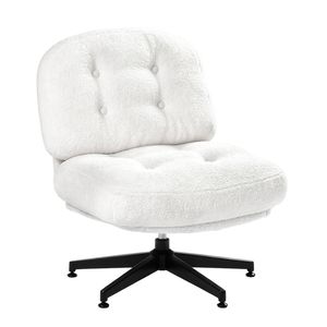 Ufurniture Armless Cross Legged Chair w/ 13cm Thickend Pad Teddy Fleece Ergonomic Office Chair Vanity Chair White