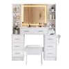 Artiss Dressing Table Vanity Desk Set Stool Led Charging Station White