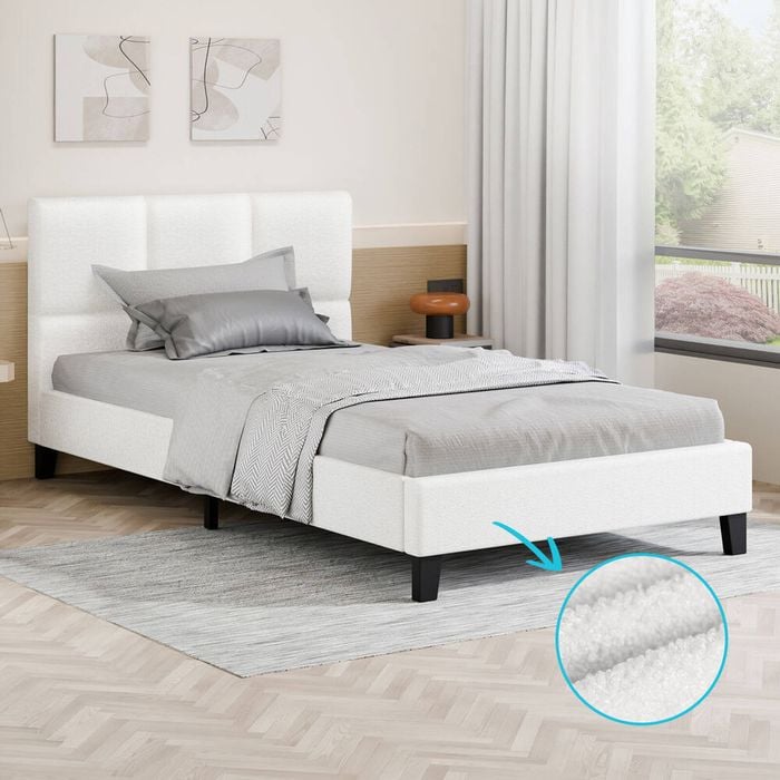 ALFORDSON Bed Frame Boucle Fabric Single
