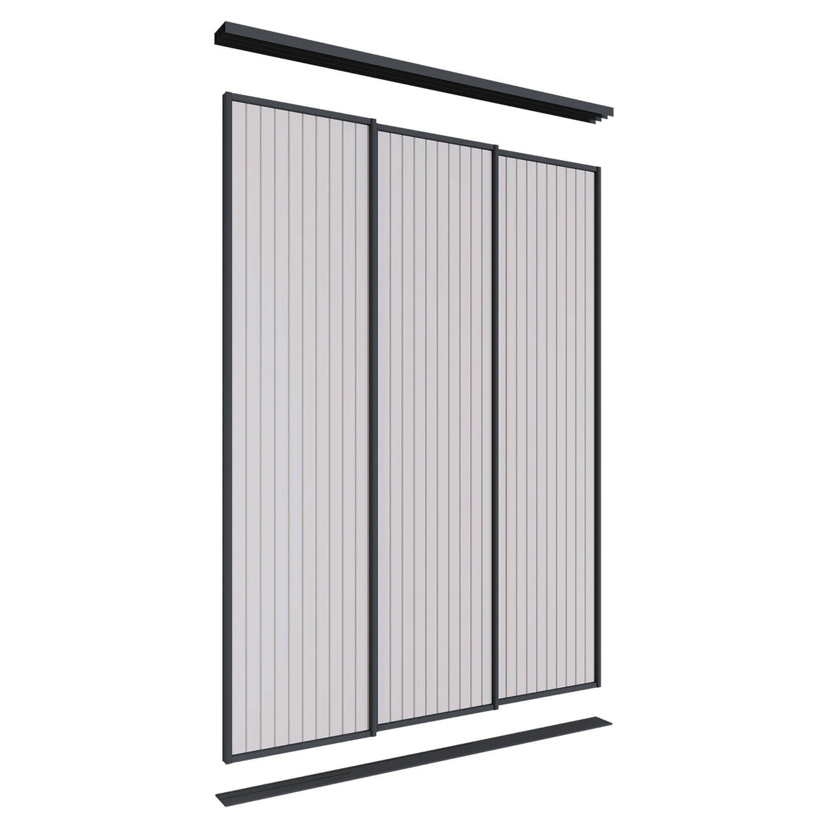 Lugna 2400 x 1800mm Black VJ Panel Wardrobe Triple Sliding Doors ...