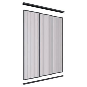 Lugna 2400 x 1800mm Black VJ Panel Wardrobe Triple Sliding Doors