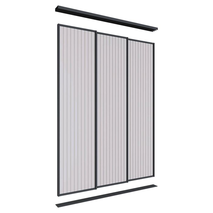 Lugna 2400 x 1800mm Black VJ Panel Wardrobe Triple Sliding Doors