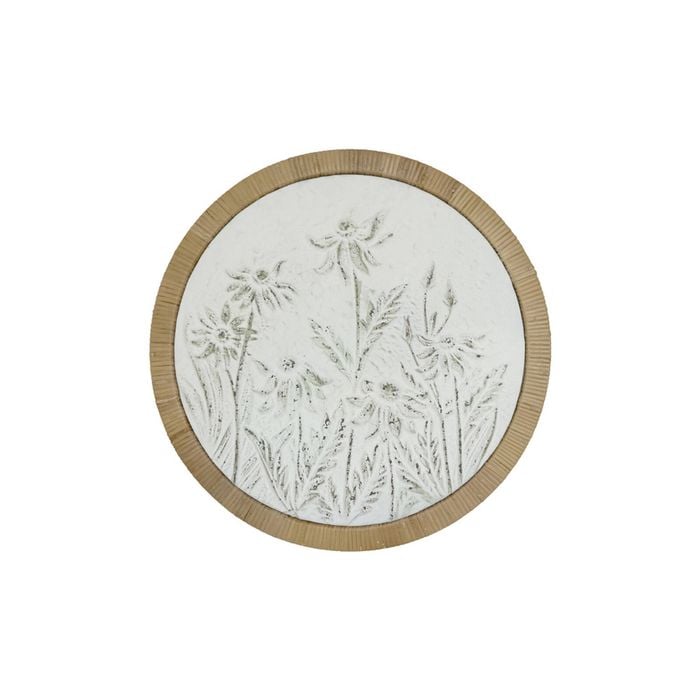 Darlin Wildflowers V2 Metal/Rattan Hanging Wall Art Round 64x64cm