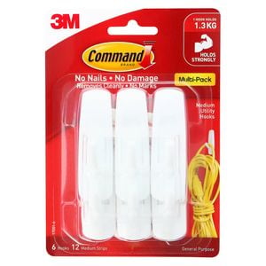 Command Medium White Adhesive Wall Hooks Value Pack - 6 Pack