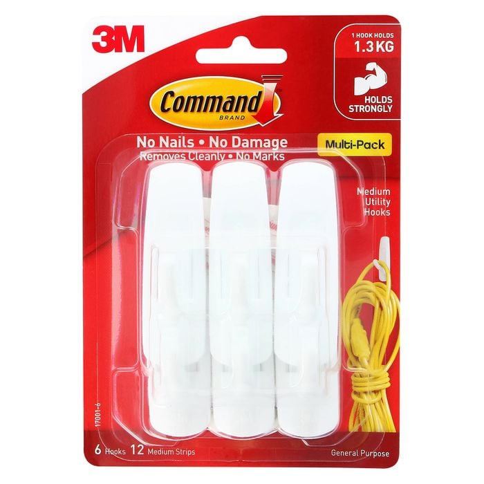 Command Medium White Adhesive Wall Hooks Value Pack - 6 Pack