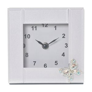 Gibson Gifts Crystal Butterfly Tabletop Desk Clock White Glitter