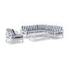 Kansas Corner Set Arm Chair/coffee Table White & Navy Stripe Cushions