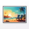 Beach, Palm Trees & the Ocean  Print 100% Australian Made 90x60cm  (Poster)