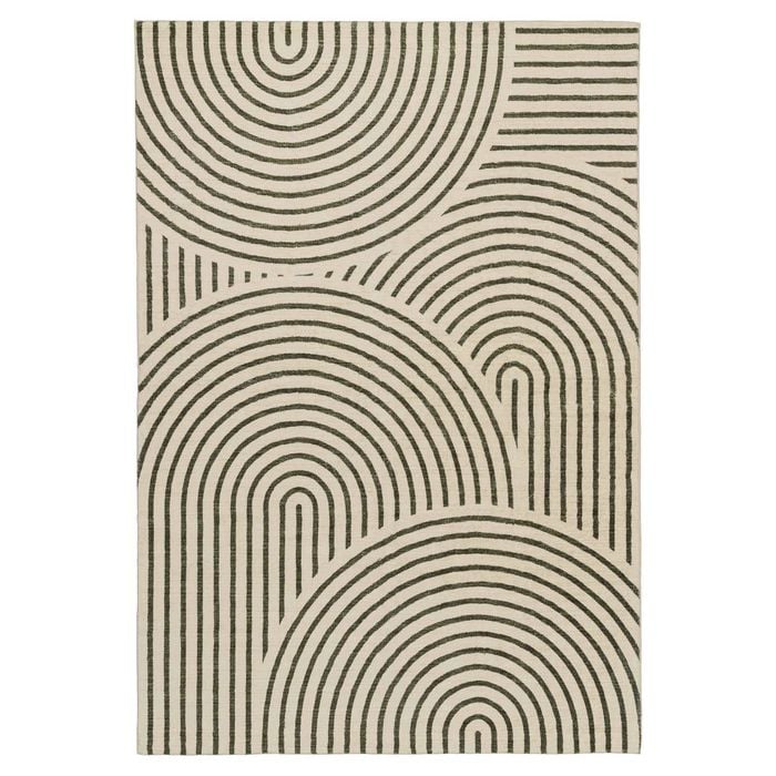 Loopsie-230cm X 160cm-akko Green And Cream Arch Washable Rug